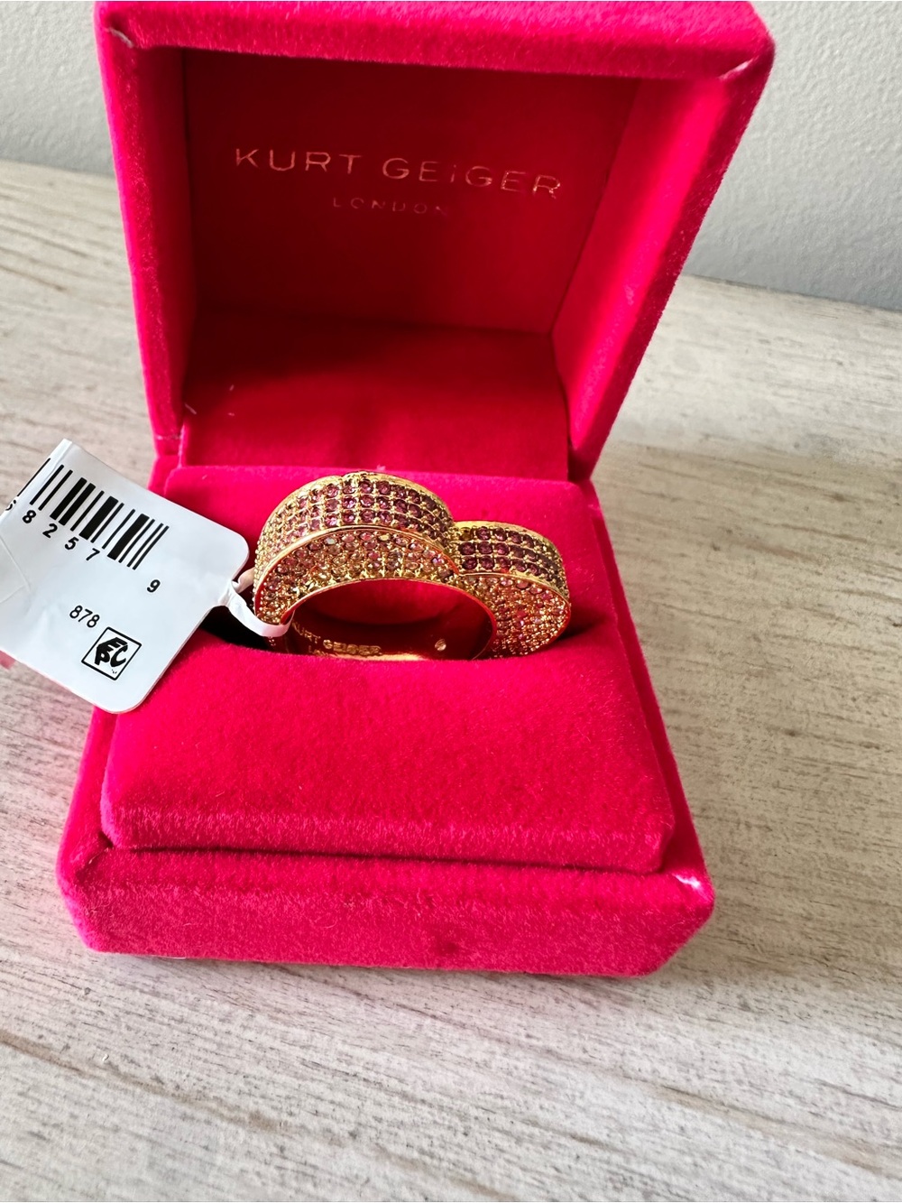 Kurt Geiger Gold with Multicolor Gems heart Ring